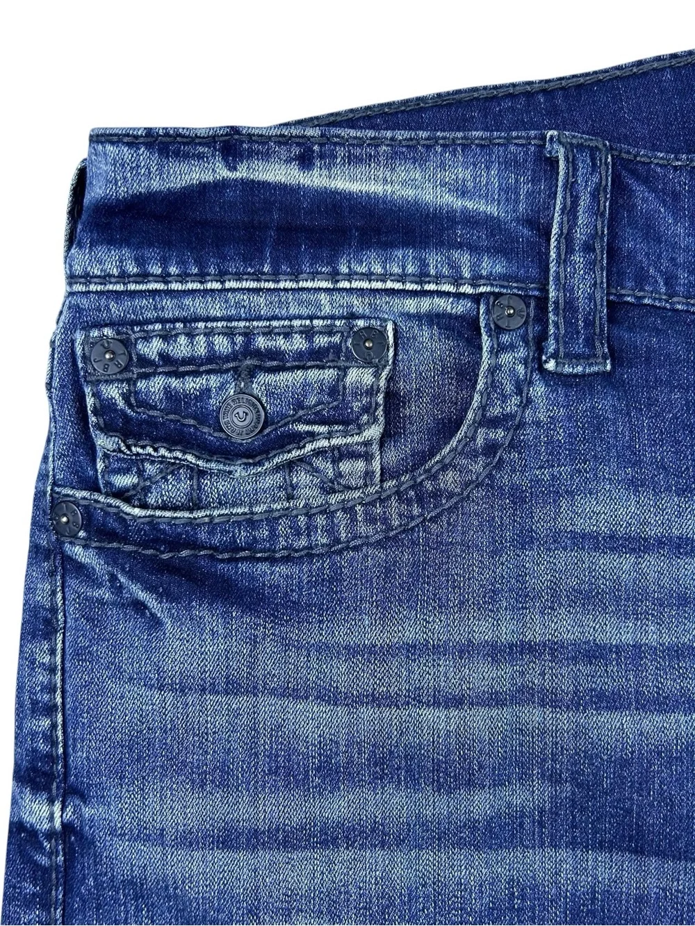 True Religion Ricky Relaxed Straight Super T Jeans Mens 38x32 Flap Pocket Y2K